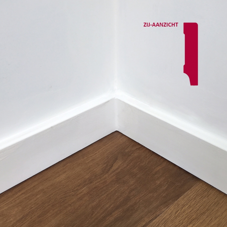MDF Moderne plint 70 mm hoog x 15 mm dik RAL 9010